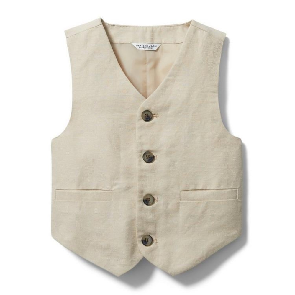 Linen Suit Vest in Oyster Grey